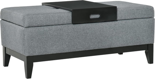 HOMCOM Bench with Storage Space, Upholstered Sofa, Stool up to 120 kg with Storage Box, Laminated Birch Wood Panel, Dark Grey + Black, 107 x 50 x 44 cm - QUORE