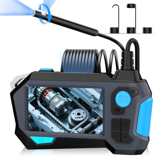 Endoscoop-inspectiecamera, bidirectionele 720° rotatie-endoscoop met 8+1 verlichting, 1920P HD Dual Lens Snake Borescope, IP68 flexibele inspectiecamera, 4,5 inch IPS-scherm, gadgets voor