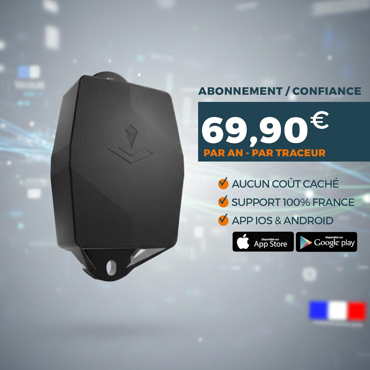 Maxi-GPS-tracker: 5 jaar batterijduur + 1 jaar gratis + zonder simkaart + zonder bedrading. Auto, boot, aanhanger, camper - BTP: bouwplaatsuitrusting