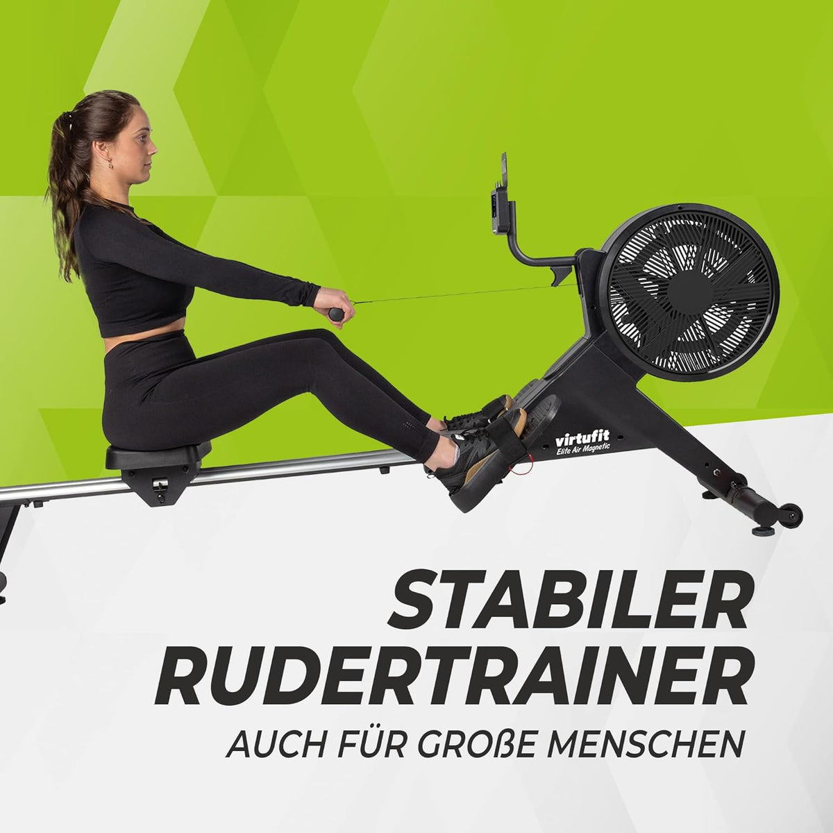 VirtuFit Elite Air Magnetic Rowing Machine - Rowing Machine - Foldable - Rower - LCD Display - 16 positions - QUORE