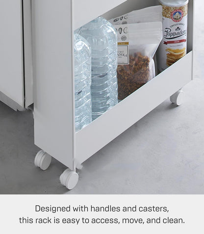 Yamazaki 1806 TOWER Slim 4~Tiered Storage Cart, white, Steel/Nylon, 13 x 48 x 80.5 cm