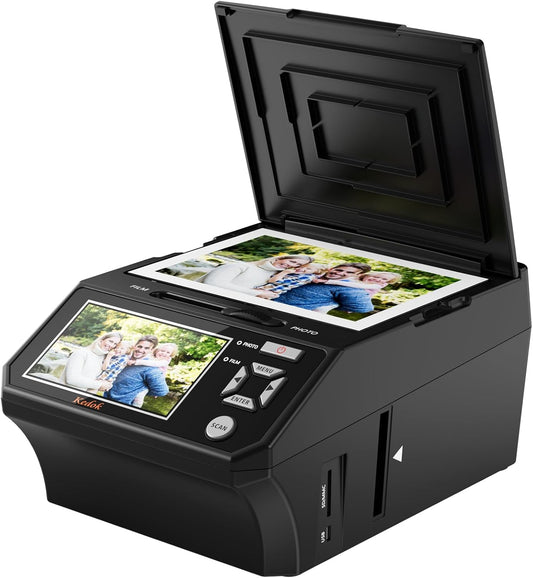 Digitale film- en diascanner - met 5 inch LCD-scherm, converteert 35 mm en 110 mm films, foto's en visitekaartjes in 22 MP JPEG hoge resolutie 8 GB SD-kaart