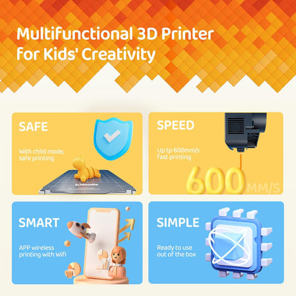 Mini 3D-printer voor kinderen, veilig voor kinderen, speelgoed 3D-printer, STEM leerhulp, wifi en app-bediening, wekelijkse update, speelgoedbibliotheek, touchscreen, mini-formaat, gemakkelijk in te