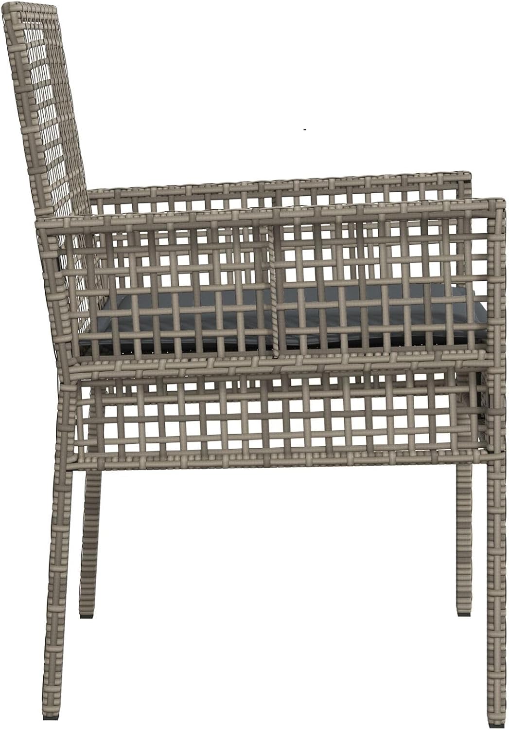 Set of 2 Garden Chairs Made of Synthetic Rattan, Grey with Cushions, Ideal for Patio and Balcony, Modern and Weatherproof Design, Robust and Comfortable Construction - QUORE