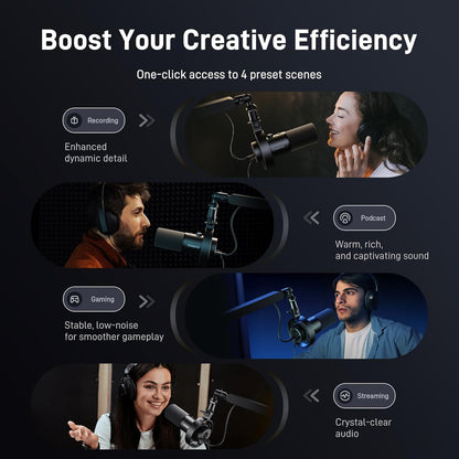 Dynamische USB/XLR Microfoon – Podcast Microfoon – Streaming Microfoon – Studio Microfoon – Opname Microfoon – 5-Traps Ruisonderdrukking – Professionele Audio-Instellingen