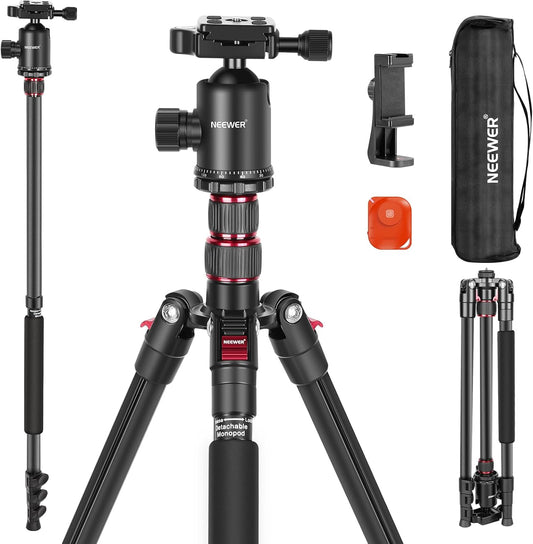 Camerastatief – Fotostatief – Videostatief – Reisstatief – Monopod – Met Telefoonhouder – 360° Kogelkop