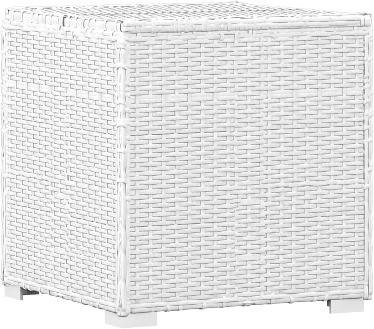 Tidyard Lounger with Cushion and Table, Tiltable, Outdoor, Balcony, Courtyard, Patio, Sofa, Outdoor Bed, Garden Bed with Rattan Table, White - QUORE