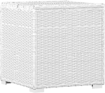 Tidyard Lounger with Cushion and Table, Tiltable, Outdoor, Balcony, Courtyard, Patio, Sofa, Outdoor Bed, Garden Bed with Rattan Table, White - QUORE
