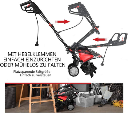 FANTASK 1500 W elektrische grondhak met 6 hakmessen, vloerfrees, tuinfrees, 43 cm werkbreedte en 22 cm werkdiepte 400 omw/m