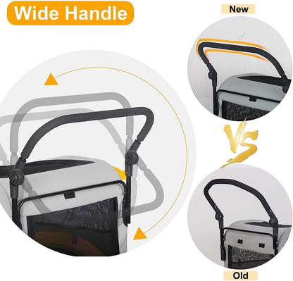 BingoPaw Buggy voor kleine honden: opvouwbare hondenwagen voor middelgrote honden, puppy's en katten tot 20 kg, hondentrolley met 4 wielen, 3 netramen, verstelbare handgreep