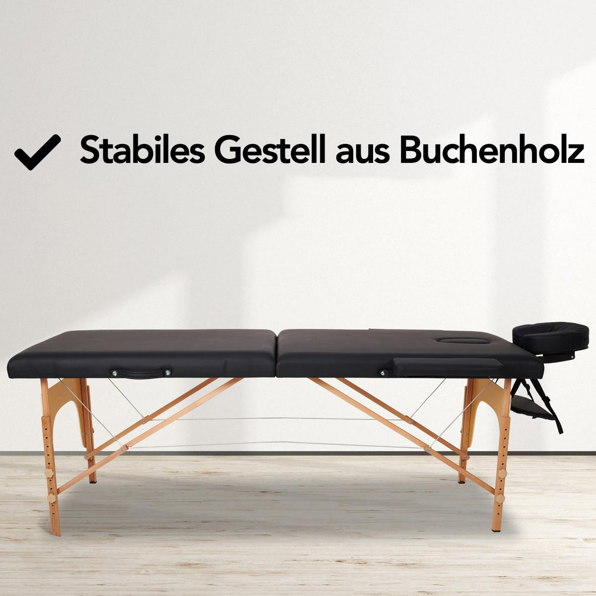 Massagetafel – Behandeltafel – Massagebank – Behandelbank – Massagebed – Zwart Inklapbaar – 250 kg Draagvermogen – 8 Hoogtestanden
