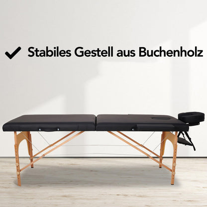 Massagetafel – Behandeltafel – Massagebank – Behandelbank – Massagebed – Zwart Inklapbaar – 250 kg Draagvermogen – 8 Hoogtestanden