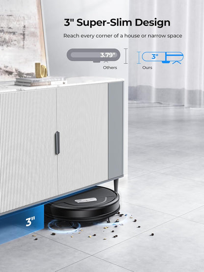 Laresar Clean Stofzuigerrobot, 4500 Pa stofzuigerrobot, automatische reiniging, 3-in-1, lange batterijduur, compatibel met Alexa/WLAN/app, voor dierenharen, vloer (Evol 3)