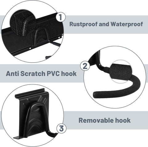 Fietsenrek - Fietsstandaard - Fietshouder - Fietshaak - voor 6 Fietsen  - 5 Helmen - Verstelbare - Verticale Wandfietsophanging - met Framebescherming - voor Woning - Garage - Opslag - Zwart