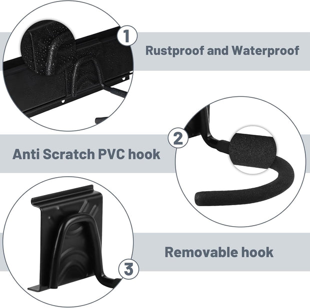 Fietsenrek - Fietsstandaard - Fietshouder - Fietshaak - voor 6 Fietsen  - 5 Helmen - Verstelbare - Verticale Wandfietsophanging - met Framebescherming - voor Woning - Garage - Opslag - Zwart