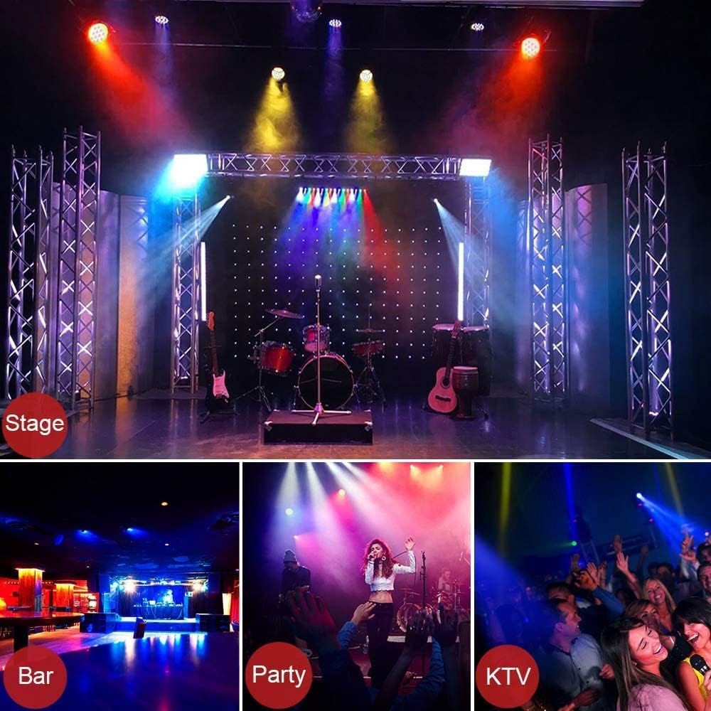 U`King Set van 10 led-schijnwerpers, 36 leds, podiumverlichting, RGB met afstandsbediening, discolicht, schijnwerper, verlichting, bewegende kop voor stage, DJ, party, show, bar, Halloween, Kerstmis