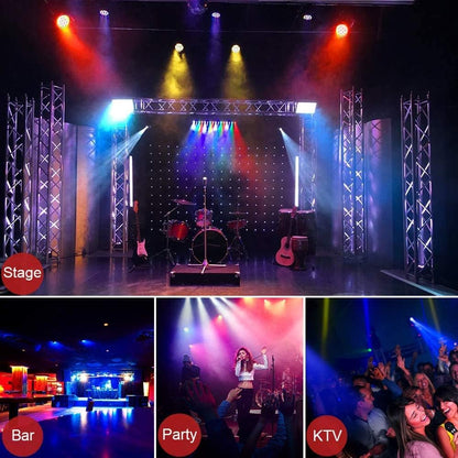U`King Set van 10 led-schijnwerpers, 36 leds, podiumverlichting, RGB met afstandsbediening, discolicht, schijnwerper, verlichting, bewegende kop voor stage, DJ, party, show, bar, Halloween, Kerstmis
