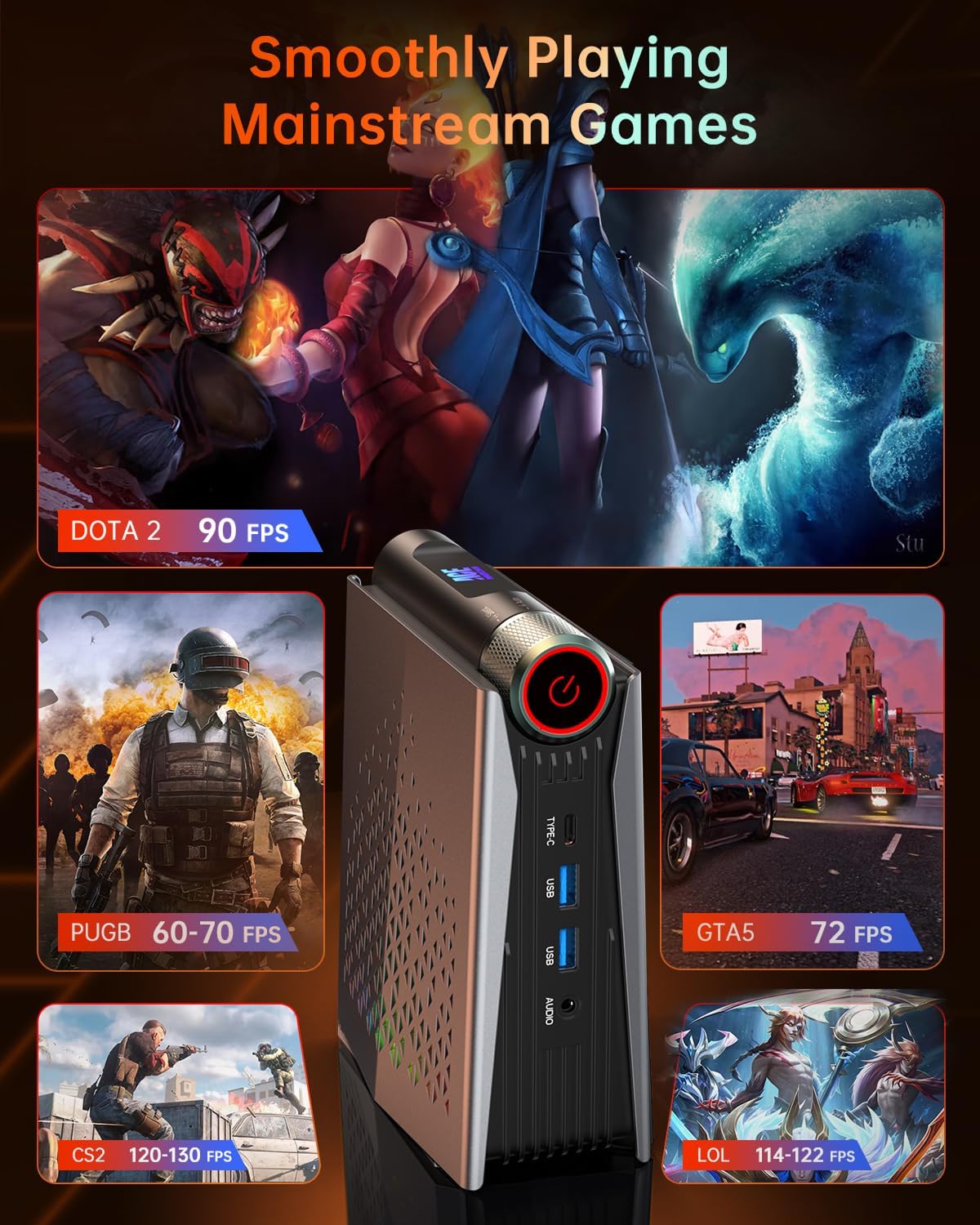 ACEMAGICIAN AMD Ryzen 9 6900HX (tot 4,9 GHz) RGB Mini PC, 32 GB DDR5 1024 GB (1 TB) SSD, AMD Radeon RX 680M Micro Desktop 【Instelbare Modus/Stille Eco/Performance】