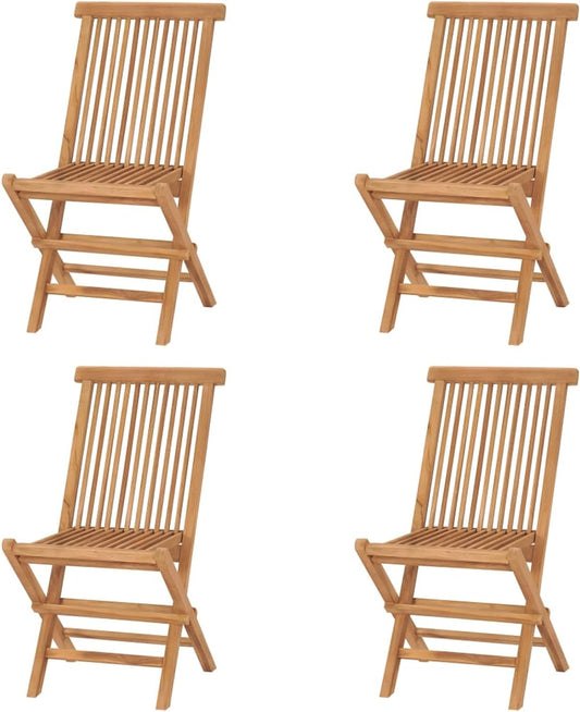 Gecheer Dining Room Chair, White Chair, Folding Garden Chairs, Set of 4 Solid Teak Wood - QUORE