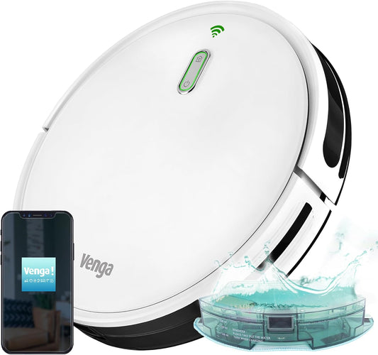 Venga! Robotstofzuiger met Dweil, Gyroscoopnavigatie en App, Wit, VG RVC 3001 WH