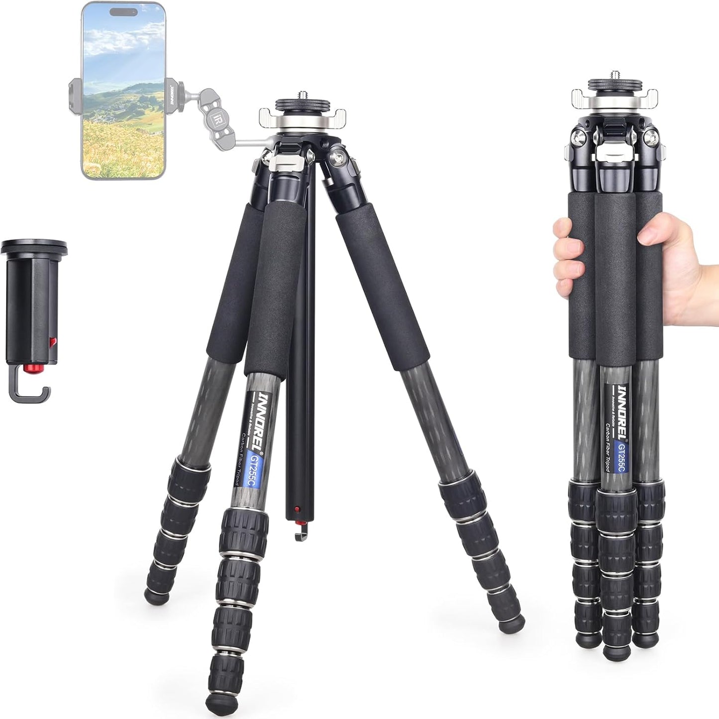 Koolstofvezel Reisstatief – Camera Statief – Fotostatief – Tripod – Driepootstatief – Compact Opvouwbaar 47 Cm – Max. Draagvermogen 15 Kg