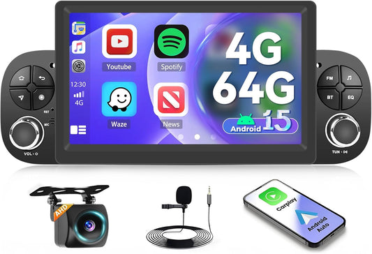 Android 15 Autoradio – Touchscreen Autoradio – Multimediascherm – Navigatiesysteem – Bluetooth Autoradio – Geschikt Voor 2003-2012 Uitvoering – Draadloze CarPlay & Android Auto – 7 Inch Touchscreen