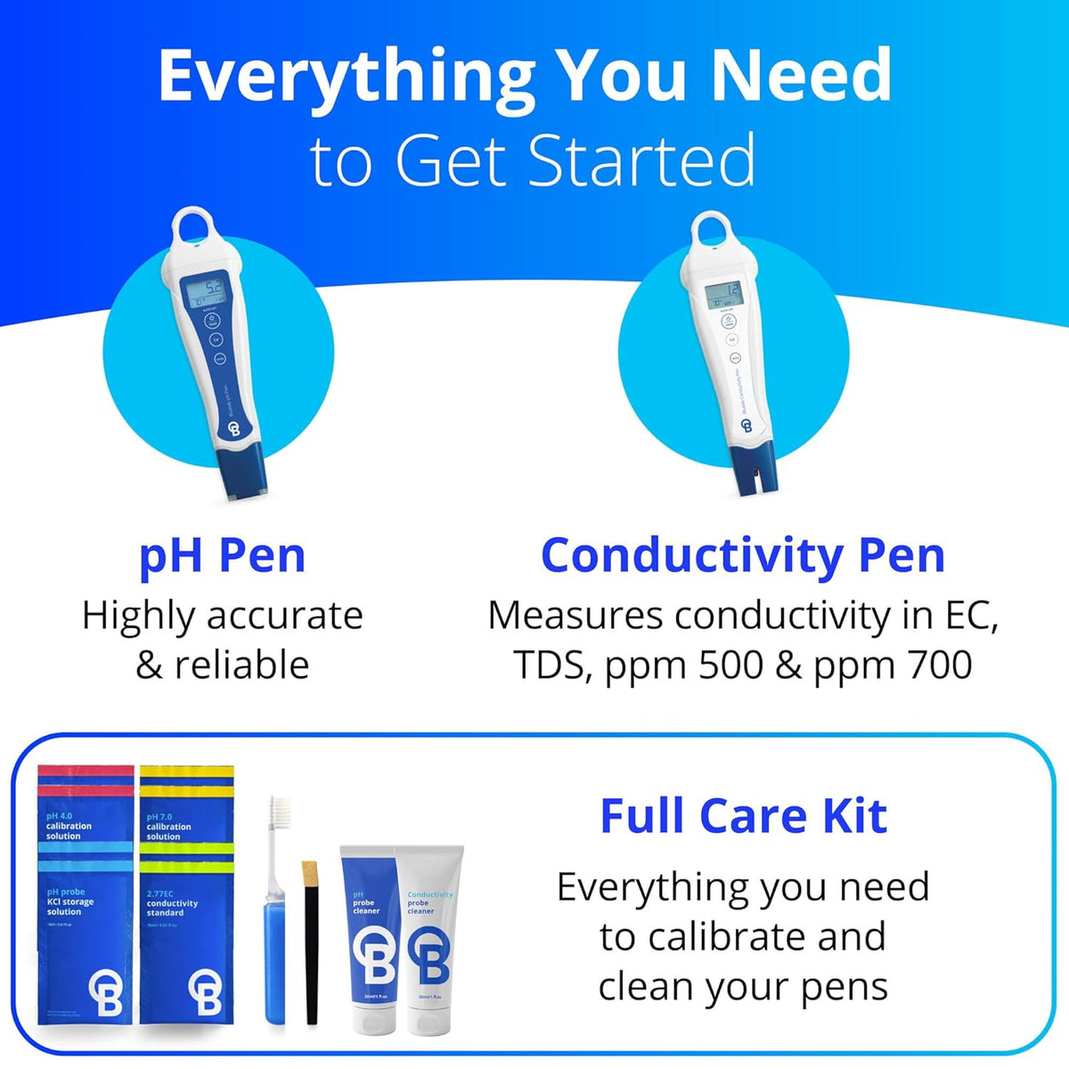 Bluelab PENSTP pH en geleidbaarheid starterspakket - Precision Nutrient Solution Management Kit met temperatuurmeting, waterdichte pennen en sondeverzorgingsset
