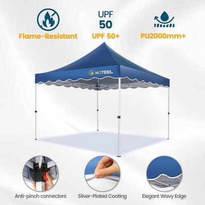 HOTEEL Gazebo met zijkanten 3 m x 3 m, UV 50+ en waterdicht tuinhuisje, golvend randdak, verdikt frame, gemakkelijk mee te nemen voor commercieel, strand, feesten, terras