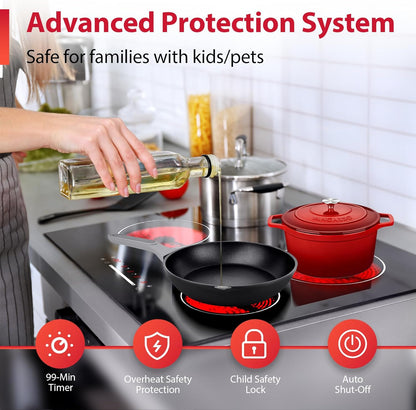 60cm keramische kookplaat 4 zone, 6000W elektrische kookplaat, slider touch control, enkele zone verwarming, ingebouwde kookplaat