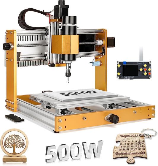 LUNYEE Volledig metalen 500W CNC-Freesmachine, 3018 PRO MAX CNC-machine, 3-assige eindschakelaars en noodstop, met GRBL offline besturing voor het zagen van hout acryl MDF-kunststof