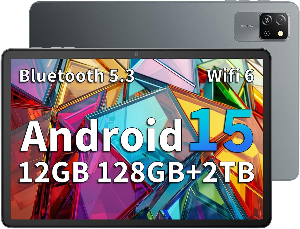 Blackview Tab60 WiFi Tablet Android 15, 12 GB + 128 GB (TF 2 TB) Octa-Core WiFi 6, Tablet 10 inch 5100 mAh 8 MP + 5 MP Widevine L1, Bluetooth 5.2, Gemini AI, GMS, pc-modus met meerdere vensters