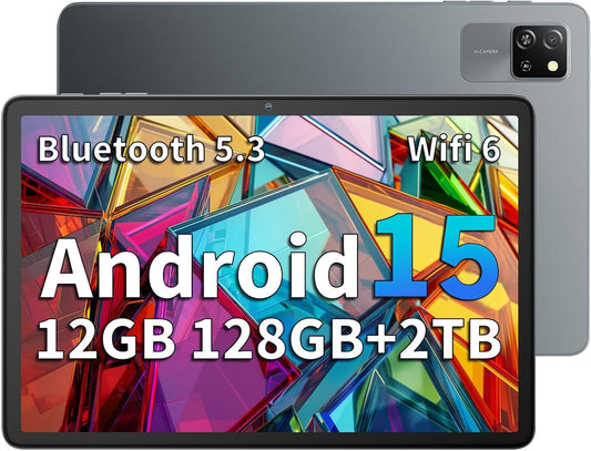 Blackview Tab60 WiFi Tablet Android 15, 12 GB + 128 GB (TF 2 TB) Octa-Core WiFi 6, Tablet 10 inch 5100 mAh 8 MP + 5 MP Widevine L1, Bluetooth 5.2, Gemini AI, GMS, pc-modus met meerdere vensters