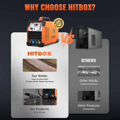 HITBOX 6-in-1 WIG lasapparaat AC/DC, 200 A, pulsfunctie, IGBT invertertechnologie, 2T/4T digitale bediening, nieuwe versie voor aluminium, roestvrij staal en staal (HBT250P AC/DC)