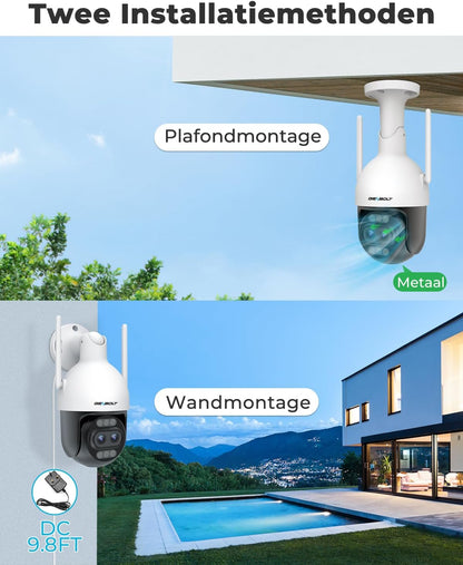 4K WiFi Beveiligingscamera Buiten – Bewakingscamera – IP Camera – CCTV Camera – Dubbele Lens Buitencamera – 10X Hybride Zoom – 2,4/5GHz Dual-Band WiFi En PoE