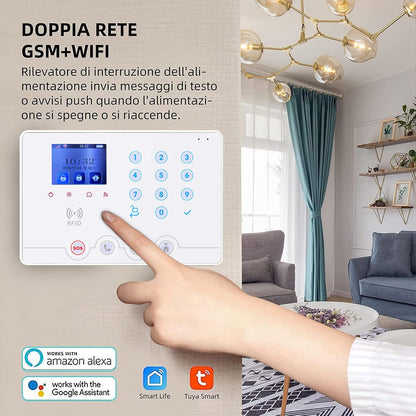 Wolf-Guard W4Q-W06 wit draadloos 4G WiFi huisalarmsysteem Tuya Smartlife APP met solar sirene 110dB
