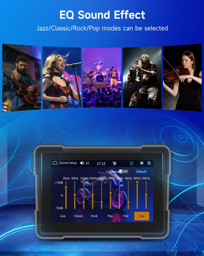 Rimoody Carplay 7 inch Scherm voor motorfiets, draadloos autodisplay met Airplay/Android Cast/Dual Bluetooth/navigatie/IP67