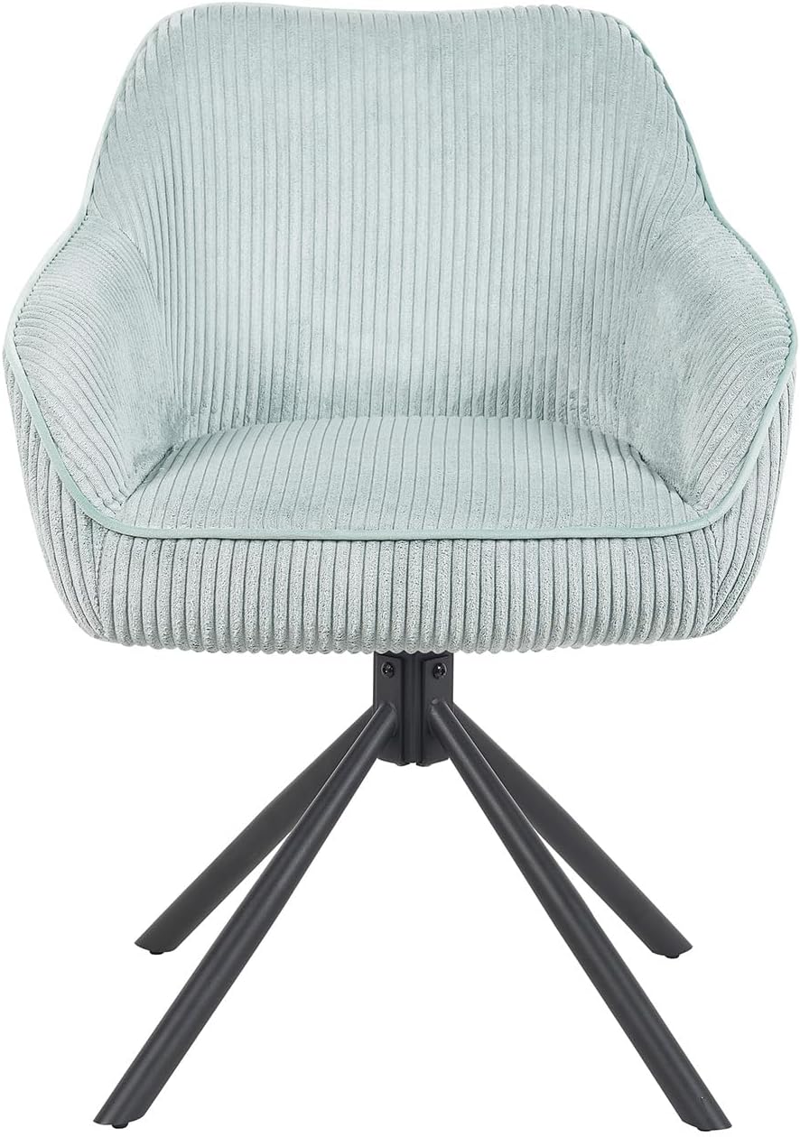 DUBI Möbel Dining chair Mika-Maya, light blue, frame 360° rotatable metal powder-coated matt black - QUORE