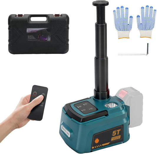 Elektrische hydraulische krik, 5T, compatibel met Makita 18 V accu, 220 W krik, hefbereik 15-45 cm, draadloze bandenwisselset voor auto, SUV, MPV, garagereparatie (zonder batterij)
