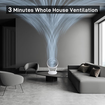 4UMOR Bureauventilator, elektrische koelventilator, oscillerende luchtcirculator, 20 dB, stille ventilator voor slaapkamers, energiezuinige, krachtige turbowind, afstandsbediening, 8 snelheden,