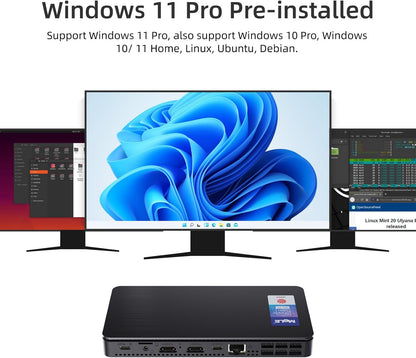 Mini PC – Mini Desktop – Compacte Computer – Kleine PC – Desktop Computer – 32GB RAM – 512GB SSD – Windows 11 Pro – Triple Display – USB-C Multifunctioneel