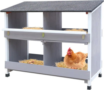 Chicken nest for chickens, chicken nest with sloping bottom, with ventilation holes, easy cleaning, 4 compartments chicken coop winter proof, L x W x H 82 x 38 x 82 cm, storage room - QUORE