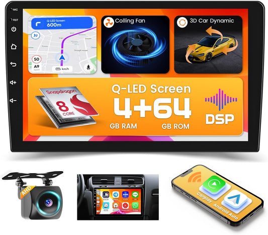 2-DIN Autoradio – Android Auto Radio – Auto Multimedia Systeem – Auto Stereo – Touchscreen Autoradio – 10 Inch Scherm – Draadloze CarPlay & Android Auto – Hi-Res DSP Geluidkwaliteit - QUORE