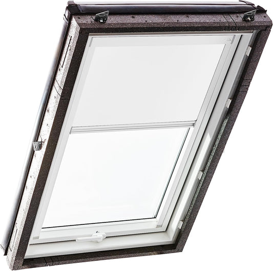 Origineel Roto Verduisterend Rolgordijn ZRV - Bijna Volledige Verduistering - Geleiderail Wit - Voor Dakraam Serie Designo R4/R7 en Classic 43/73 - Maat 074/118 | 07/11 - Kleur Stof Wit