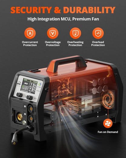 HITBOX Professionele 8-in-1 200A Dual Pulse Aluminium MIG Lasapparaat, 240V Multi-Process Lasmachine voor Enkel/Dubbel Puls MIG, Lift TIG, MMA, Puntlassen, Gas & Gasloos, Spool Gun Geschikt(HIM250DPP)