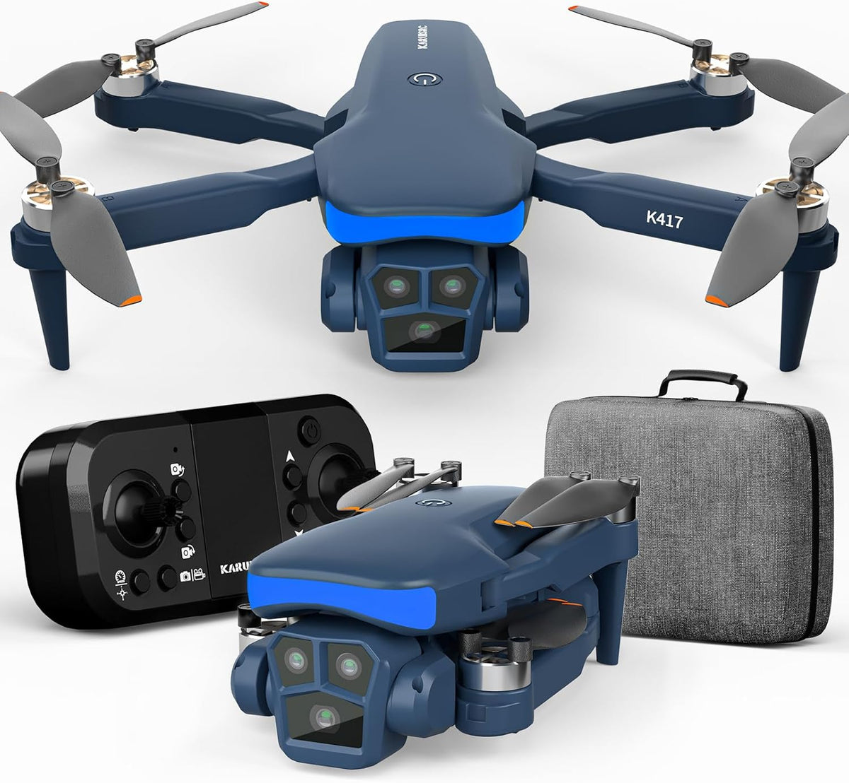 Drone met 1080P HD Camera, 90° Verstelbare Lens, Opvouwbare Drone met Borstelloze Motor, Gebarenbesturing, 3D-salto's, Hoofdloze Modus, 17 Min Vliegtijd, Perfect voor Beginners en Volwassenen
