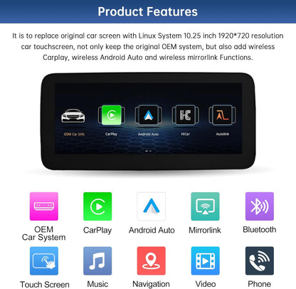 12,3 Inch Autoradio Touchscreen – Multimedia Scherm – Infotainmentsysteem – Navigatiescherm – Dashboard Display – Draadloos CarPlay & Android Auto – HD Resolutie 1920x720 Pixels