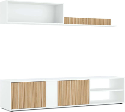 Habitdesign Tv-meubel, omkeerbaar, model Ecco, witte afwerking, artik en natuur, afmetingen: 40 cm (H) x 180 cm (B) x 33 cm (D)