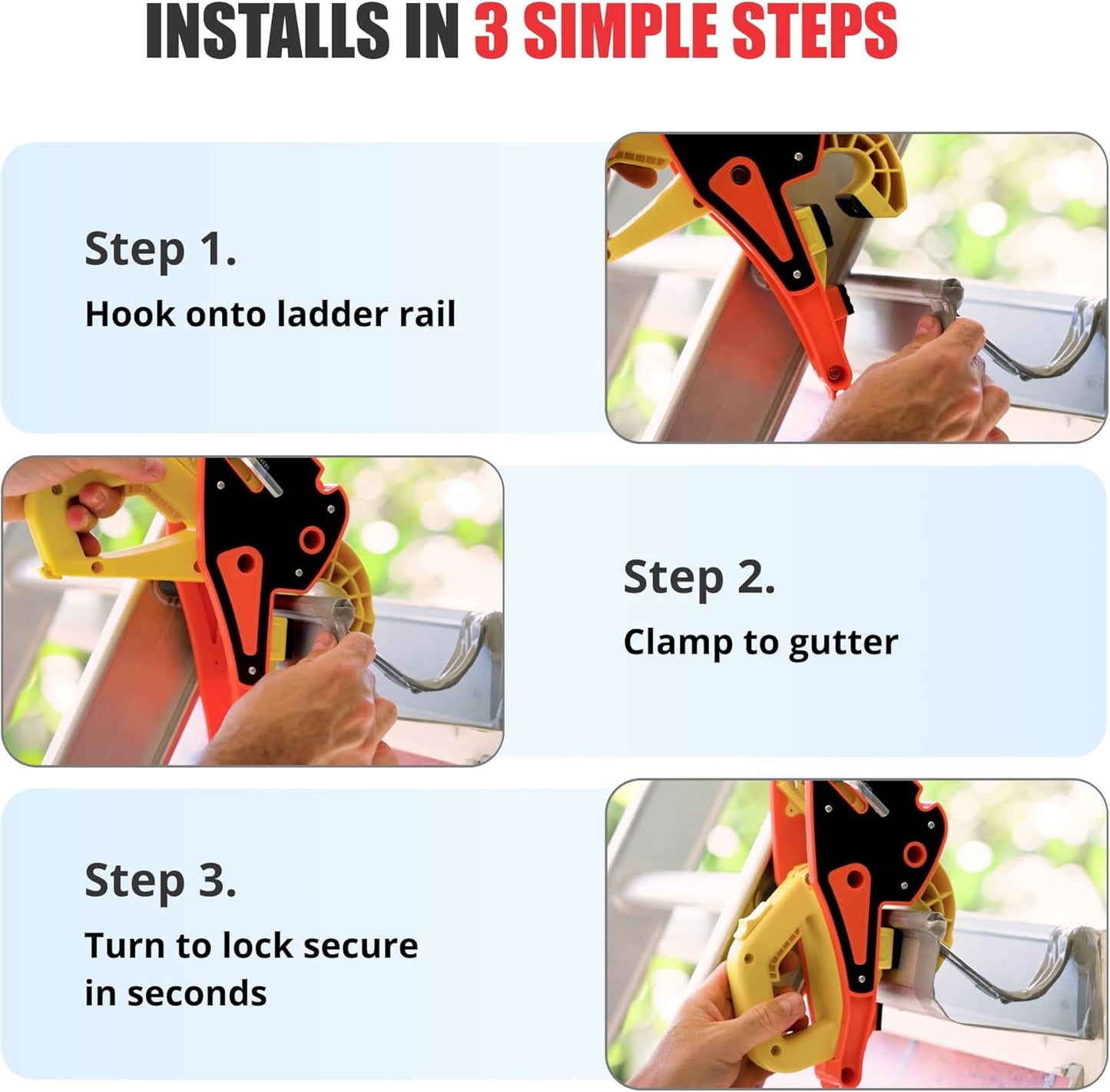 Lock Jaw Ladder Grip - Ladder Veiligheidsclip - Voel u veilig op uw ladders en klim veiliger (Enkelvoudige Eenheid) (Verpakking van 1)