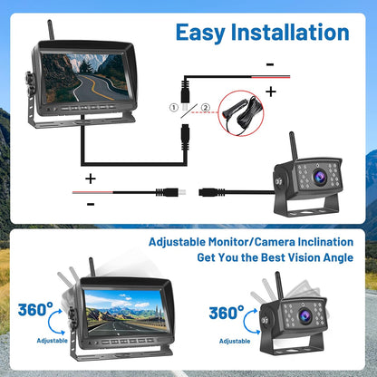 Achteruitrijcamera – Draadloze Camera – Parkeercamera – Rear View Camera – Achteruitkijkcamera – 7 Inch IPS Scherm – 1080P HD Met Nachtzicht - QUORE