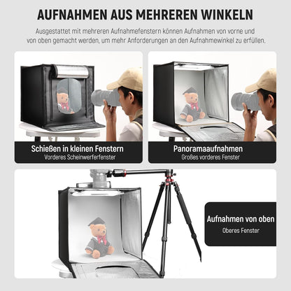 NEEWER LP40 Lichtbak voor fotostudio, 40 W, 40 W, 40 W, opvouwbaar, draagbaar, 4 achtergronden, 5600 K, 144 leds, 5310 lx/0,5 m, dimbare tent voor elektronica-sieraden